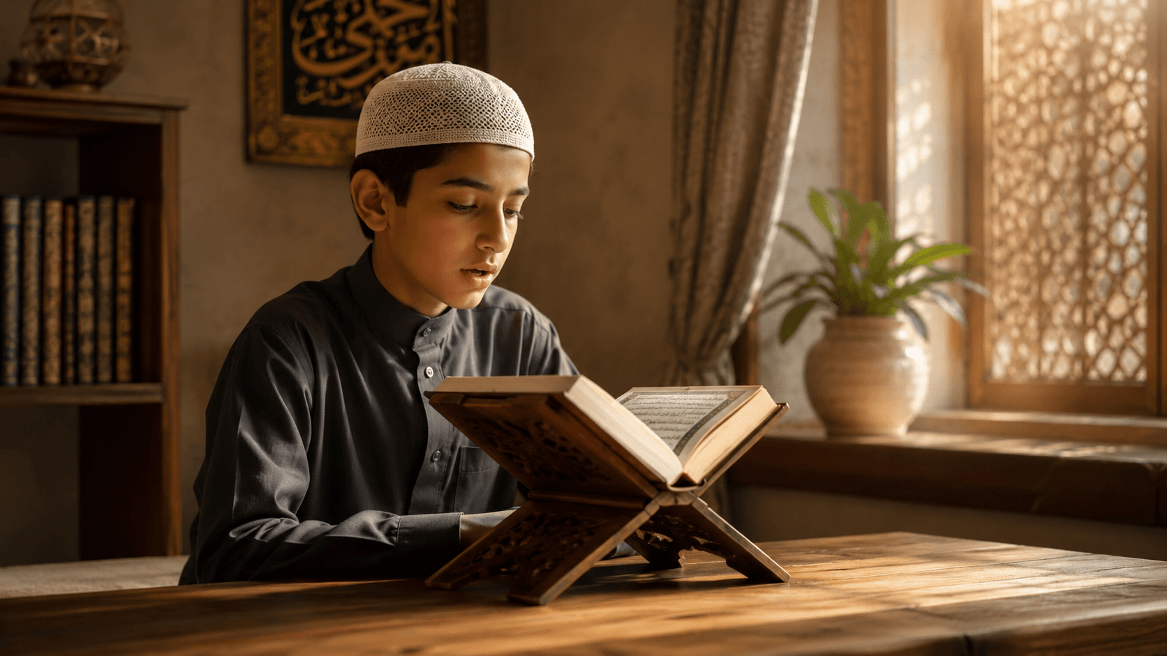 Student reciting the Holy Quran